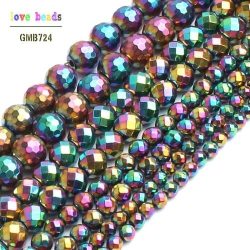 Natural Multicolor Faceted Hematite Stone Beads For Jewelry Making 15 inches 2/3/4/6/8/10mm Round Beads Diy Jewelry