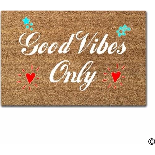 Rubber Doormat For Entrance Door Floor Mat Good Vibes Only Non-slip Doormat 23.6 by 15.7 Inch Machine Washable Non-woven Fabric