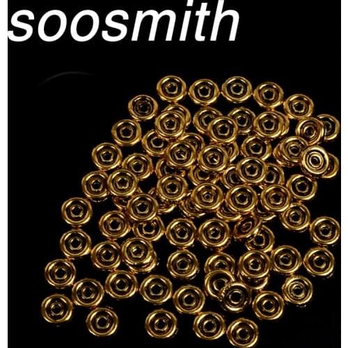 Soosmith 30Pcs/Bag 2x8mm Gold Metal Flat Round Circle Beads Loose Spacer Beads For Jewelry Making Findings Diy Craft Accessories