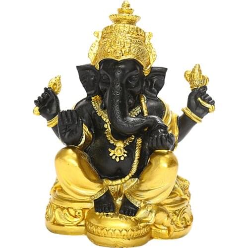 Resin Ganesha Figurine India Elephant God Buddha Home Feng Shui Decoration