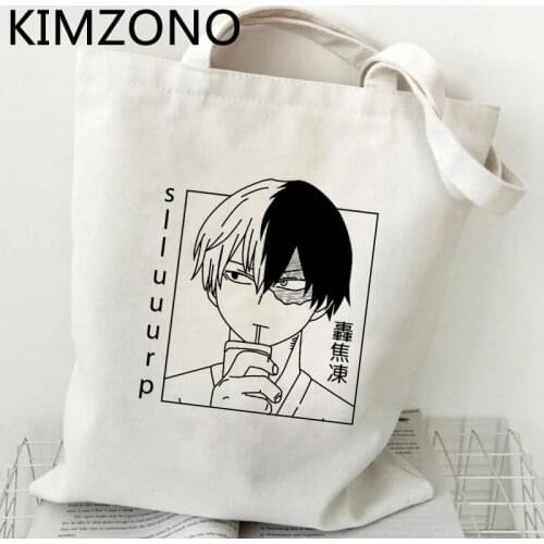 My Hero Academia Shoto Todoroki shopping bag reusable canvas shopper shopper bag jute sacola bolsas ecologicas woven grab