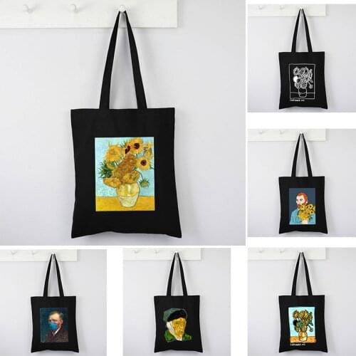 Van Gogh Shopping Bag Art Oil Painting Graphic Canvas Shoulder Bag Cute Grunge Tote Shopper Bag Female Harajuku Classic