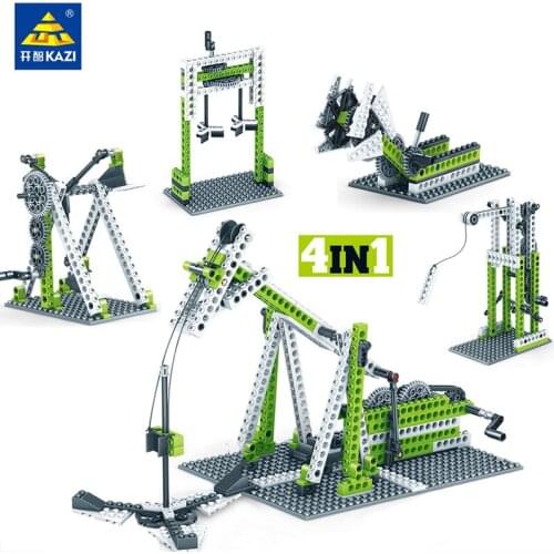 4 In 1 Technical Building Blocks KAZI Technology Mechanical Engineering Gear Sets DIY Brick Education Serie Compatible All Brand