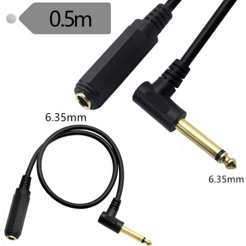Right Angle Guitar Extension Cord,Mono 6.35 TS Male to 6.35 TRS Female Audio Cable for Amplifiers,Guitars,Pianos,Home Theater