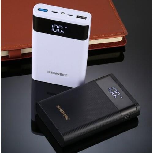 HAWEEL DIY 4x 18650 Battery (Not Included) 12000mAh Dual-way QC Charger Power Bank Shell Box with 2x USB Output & Display