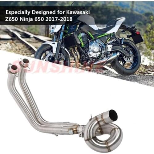 Exhaust Motorcycle Front Pipe Modified Muffler Motorcross Full Systems Half Blue Slip-on For Z650 NINJA 650 2017 2018 Connect