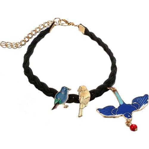 Hot Women Enamel Parrots Pendant Braided Rope Anklet Foot Jewelry Bracelet Gift