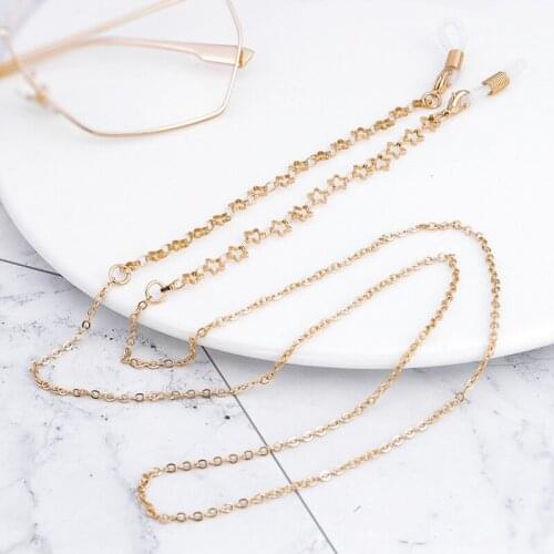 1PC Fashion hollow out stars sunglasses chain eyeglasses neck chain with silicone good loop