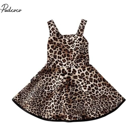2020 Baby Summer Clothing Leopard Toddler Baby Girl Summer Party Dress Princess Pageant Kid Dress Clothes