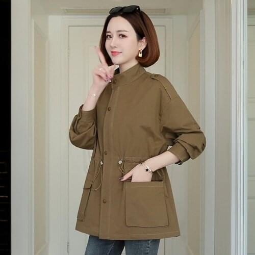 2021 New Autumn Womens Jacket Long Sleeve Causal Windbreaker Female Loose Overcoat Bomber Jackets Outwear Plus Size 4XL