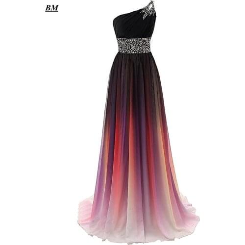 2021 Sexy Gradient Chiffon Prom Dresses Bead Long Formal Evening Dress Plus Size Ombre Party Gown Vestido De Formatura BM04