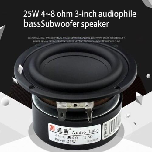 3 Inch Subwoofer Speaker Woofer 25W Bass Speaker 4~8 Ohm 3 Inch Fever Grade Speaker Home Audio Amplifier Speaker Diy