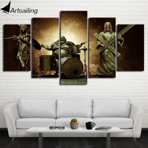 HD printed 5 piece canvas art Buddha Jesus music band painting wall pictures for living room modern free shipping/NY-7085A