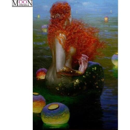 5D Diy Diamond Painting Cross Stitch Colored Mermaid Embroidery Animal Full Square Round Resin Rhinestone Mosaic Home Decoration