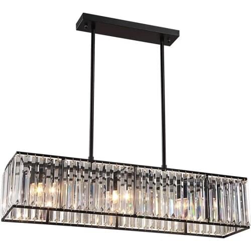 American Luxury Rectangle Modern Fashion Crystal LED Pendant Light Creative Simple Lamp For Home Livingroom Bedroom Restaurant