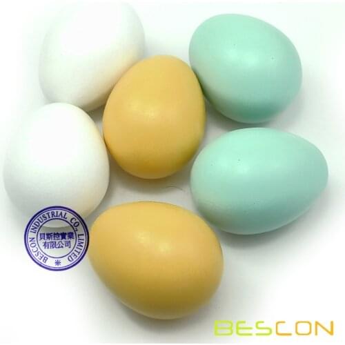 Bescon Wooden Eggs - 6 pieces Easter DIY Eggs - Children Play Kitchen Game Food Toy Faux Egg 3 Colors