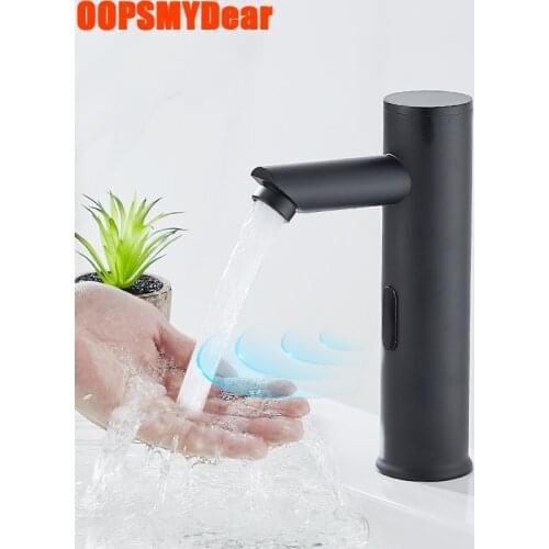 Touchless Faucet Bathroom Smart Infrared Motion Sensor Tap Basin Sink Black Kraan Modern Automatic Copper Grifo Washbasin Taps