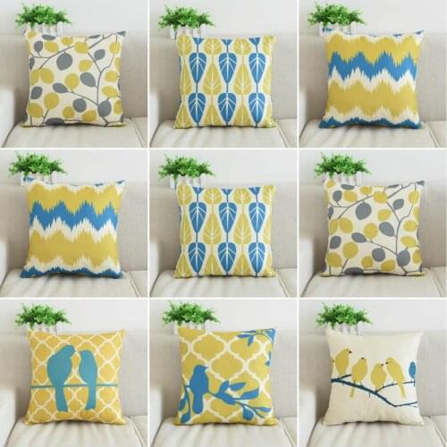 Brid Pattern Pillow Case Throw Pillowcase Cotton Linen Printed Pillow Covers For Office Home Textile