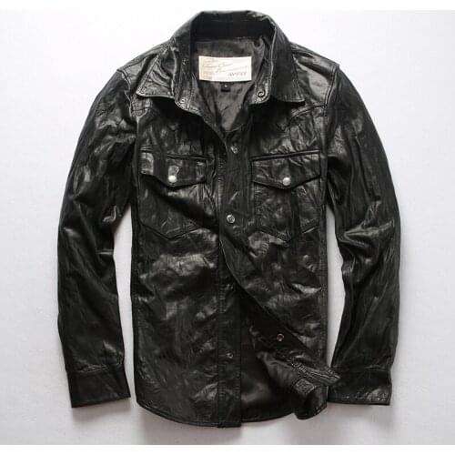 CS750 AVFLY Read Description! Asian Size Good Quality Mens Sheep Leather Jacket