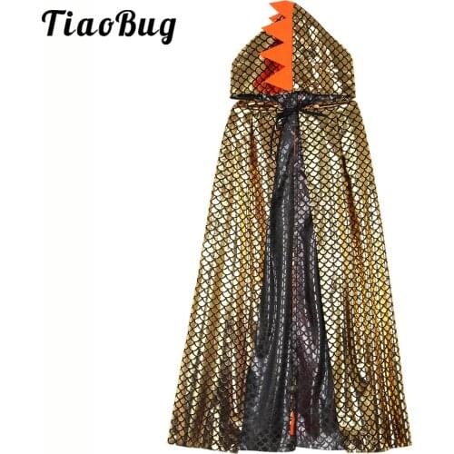 Kids Boys Girls Hooded Cloak Cape Dinosaur Dragon Halloween Christmas Fancy Cape Cosplay Costumes