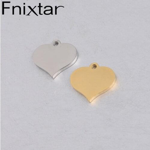 Fnixtar Small Heart Charm Pendant Mirror Polished Stainless Steel Sweet Hearts DIY Jewelry 13*14mm 20piece/lot