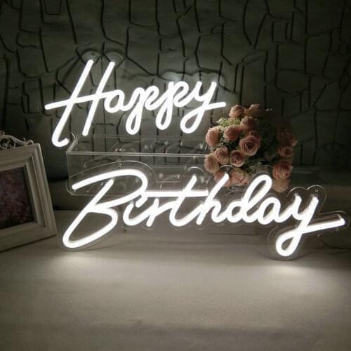 Custom Happy Birthday Led Flex Transparent Acrylic Neon Light Oh Baby Letter Board Party Background Wall Decor Letter Lights