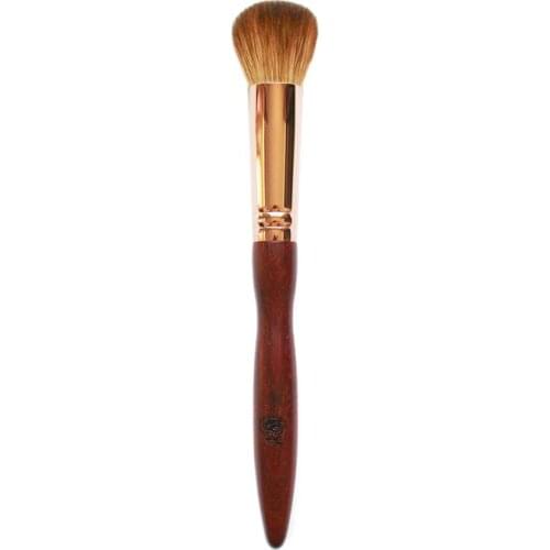 Q03 Professional Handmade Makeup Brush Soft Red Fox Hair Round Contour Blush Brush Red Sandalwood Handle Make Up Brushes