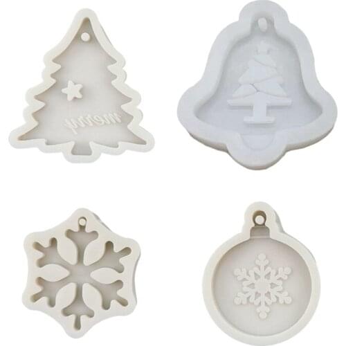 Christmas Tree Bell Snowflake Pendant Casting Silicone Mould Epoxy Resin Mold DIY Crafts Aromatherapy Wax Aroma Gypsum Plaster