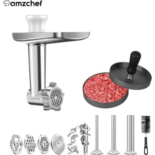 AMZCHEF Kitchenaid Accessories Food Grinder Attachment Slicer and Shredder Meat Stuffer For KitchenAid Stand Mixer Accessories