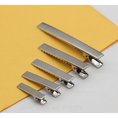 Metal Charms baby girls smooth flat Hair clips single prong Alligator Barrette snap blank base hairpins findings bows DIY pinch