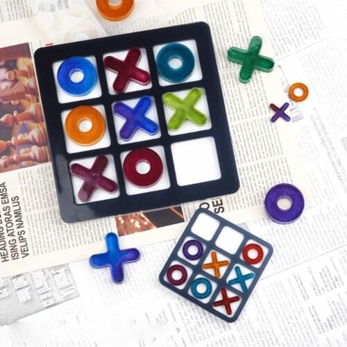 Tic Tac Toe Game Board and X O Silicone Molds Set Epoxy Resin DIY Art Craft Mold for Christmas NightA Art Crafts Tools
