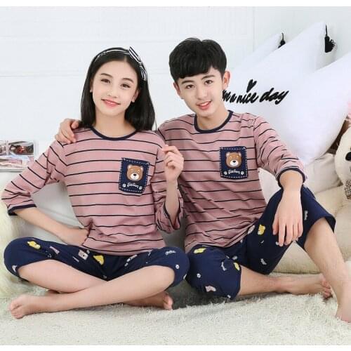 New Summer Childrens Pajamas Half-sleeve Pyjamas Kids T-shirt+Pants 2pcs Cartoon Pajamas For Girl Boys Baby Sleepwear Nightwear