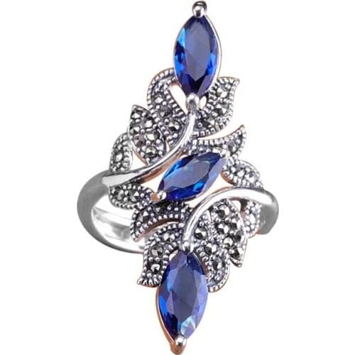 New Women Ring Fine Blue Zircon Female Ring For Women Wedding Engagement Bands Charms Bridal Jewelry Lady Christmas Gift