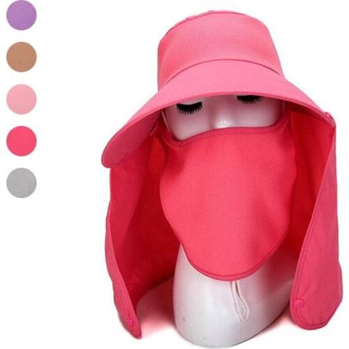 New Arrival Summer Women Sun Hat Removable Neck Face Flap Farmer UV Protection Cap for Outdoor Fishing