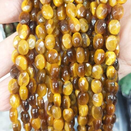 Natural Stone Crystal Tiger Eye Aventurine Jewelry Making 6*8mm Oval Egg-shaped Loose Beads for DIY Bracelet Necklace Parts 15