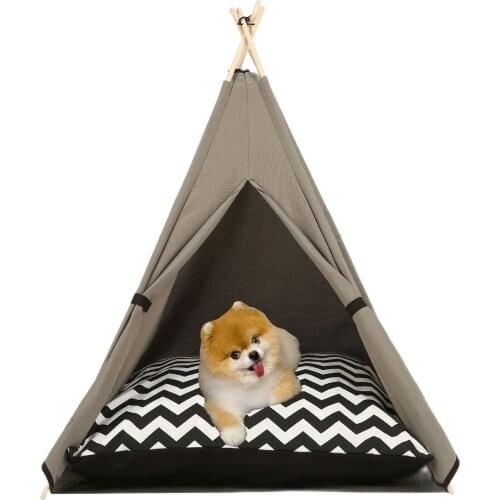 Pet Tent House Cat,Dog Bed Portable Teepee With Washable Zigzag Thick Cushion For Dog Puppy Excursion Outdoor Indoor , Dog House