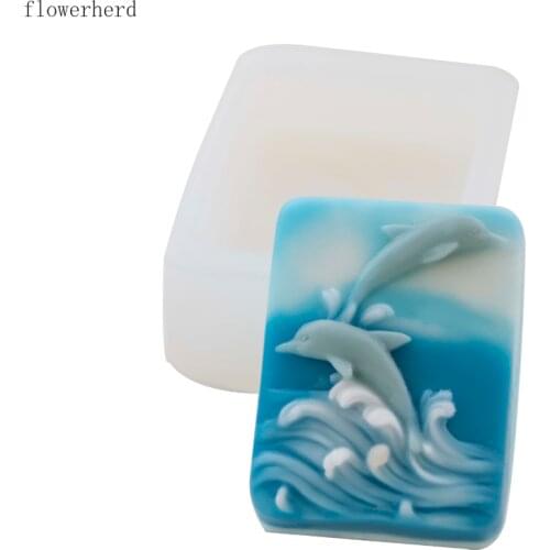 Surfing Dolphin Embossed Silicone Soap Mold Handmade Soap Making Kit Resin Mold Fondant Molds Cake Mold Cake Decorating Tools