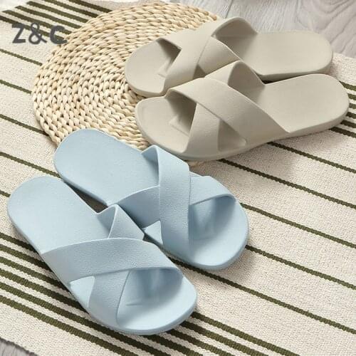 Summer Simple Home Indoor Men and Womens Slippers Cross with Lovers Bathroom Sandals EVA Antiskid Slippers 2020 Woman Shoes