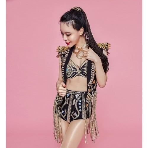 Z38 Singer stage show costumes dj dresses outfit bar performance bodysuit clothe tassle jacket gold Sequin clothe party wears ds
