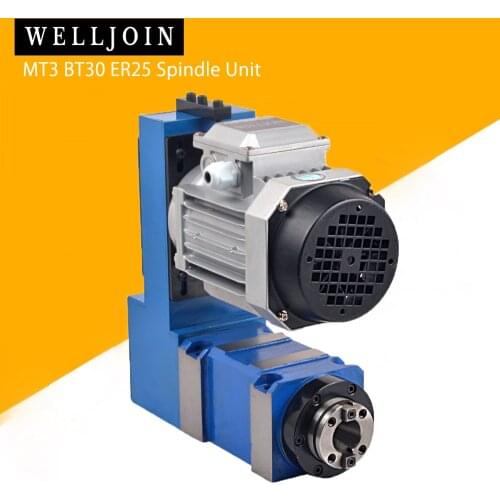 Spindle Unit MT3 BT30 ER25 Power Head 8000rpm with 370W Induction Motor V-belt Drive for CNC Drilling Milling Engraving