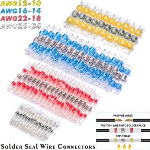 10PCS Solder Seal Wire Connectors AMPCOM Heat Shrink Butt Connector Butt Splice Electrical Waterproof Insulated Terminals