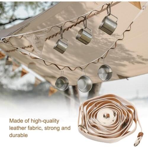 Camping Hanging Rope Outdoor Clothesline Tent Canopy Storage Rope PU Leather Braided Belt Strap Hanger Webbing Lanyard