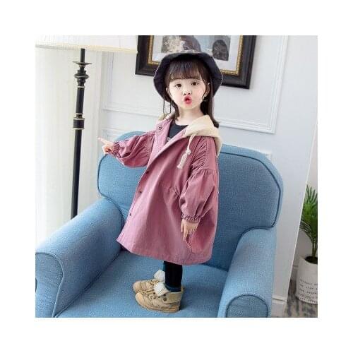 Baby Girls Windbreaker Coats 2020 Autumn Winter New Korean Toddler Girls Solid Long Windbreaker Princess Coats Trench Outwear
