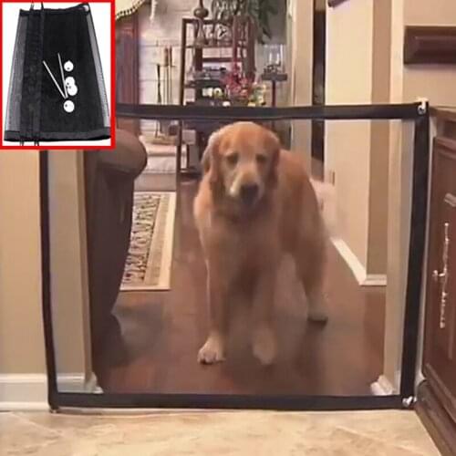 Dog Gate Mesh Pet Barrier Fences Portable Folding Indoor And Outdoor Pet Magic Gate Protection Safety Enclosure Pet Supplies