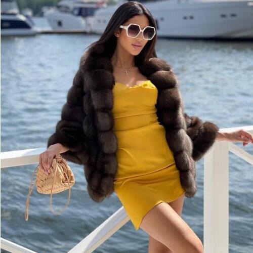 TOPFUR 2021 Brand New Genuine Fox Fur Coat Elegant Female Natural Fox Fur Jacket Thick Warm Winter Women Wrap Coat Slim Overcoat