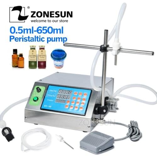 ZONESUN Peristaltic Pump Bottle Water Filler Liquid Vial Desk-top Filling Machine for Juice Beverage Milk Drink Oil Perfume