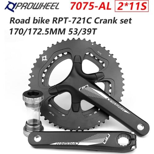 PROWHEEL Road Bike Double Sprockets 110BCD 2x11 Speed Crankset 170/172.5mm 53/39T Racing Bicycle Cranks Arm for Shimano