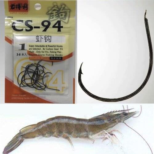 10bags/lot Japan Made Shrimp Hooks High Carbon Steel Sharp Barbed Reservoir pond stream lake Crawfish Prawn Hook Fishing Tackles