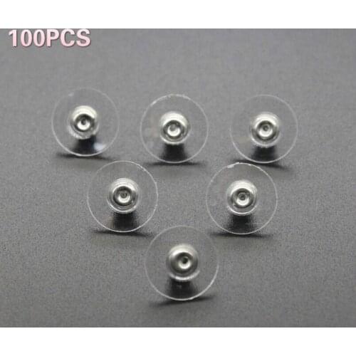 100pcs Plastic Metal Earring Backs Bullet Stoppers Earnuts Ear Plugs Gold Silver Plated Findings Jewelry Accessories