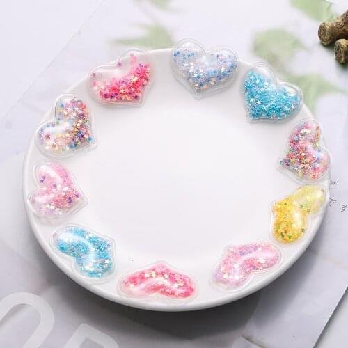 18Pcs/lot 4cm Bling Heart Transparent Plastic Filling Sequin Appliques for DIY Headwear Hair Clips Bow Accessories Patches
